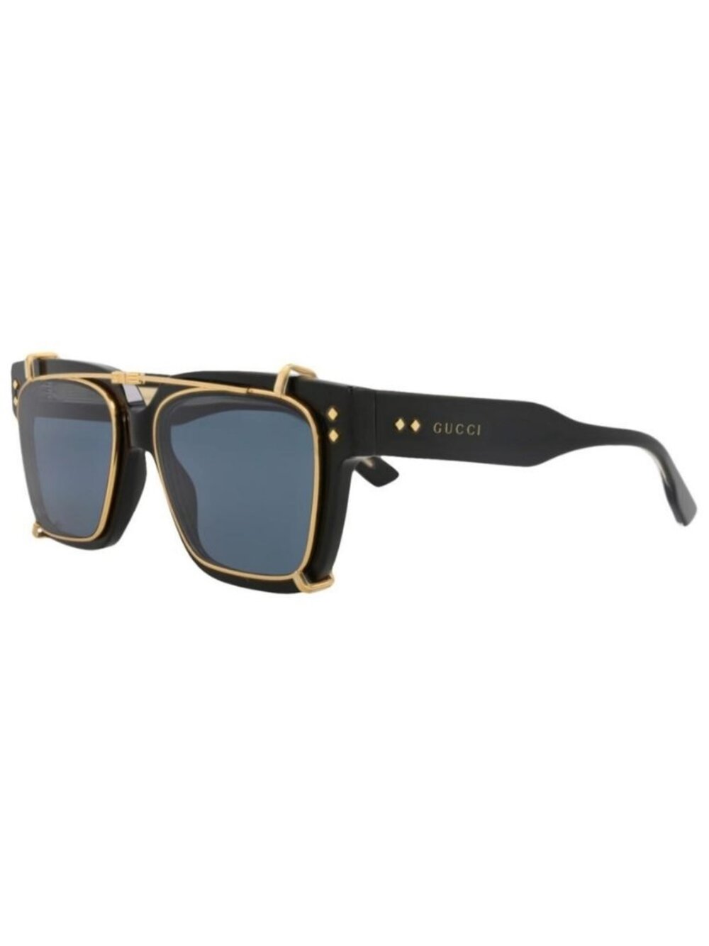 New Gucci Mens Square/Rectangle Black Black Light Blue Fashion Designer Sunglass